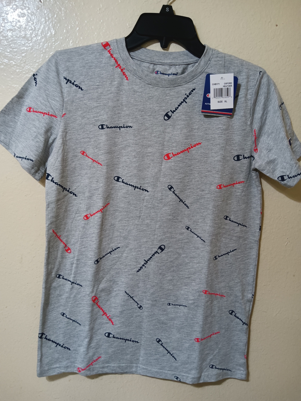 Champion Boy's Grey All-Over Logo T-Shirt